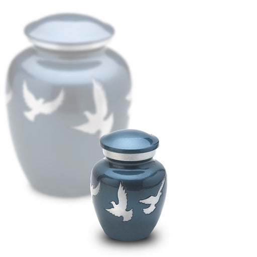 Divine Metal Cremation Urn with Flying Doves - Keepsake