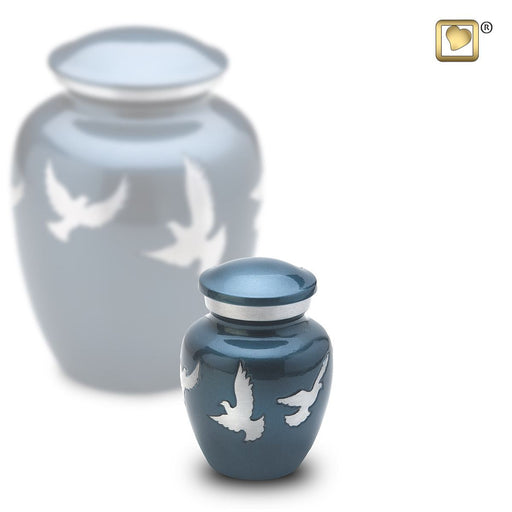 Divine Metal Cremation Urn with Flying Doves - Keepsake