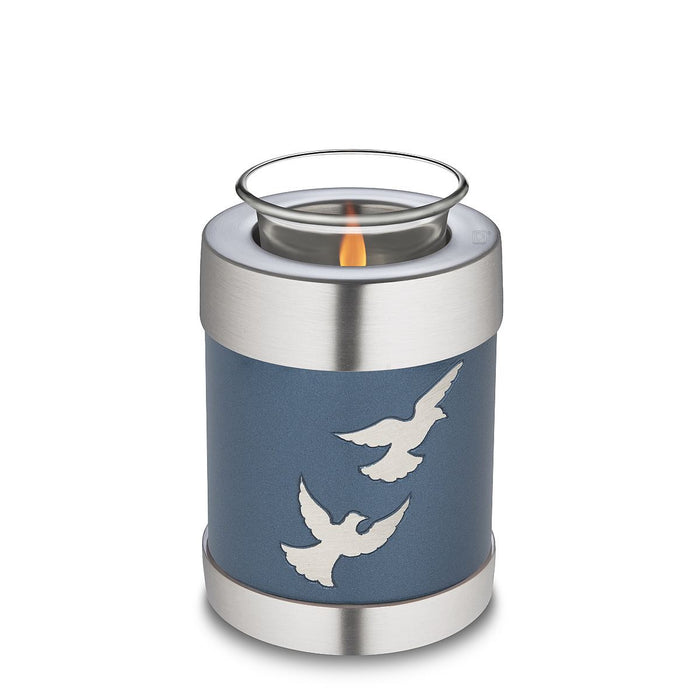 Divine Metal Cremation Urn with Flying Doves - Tealight