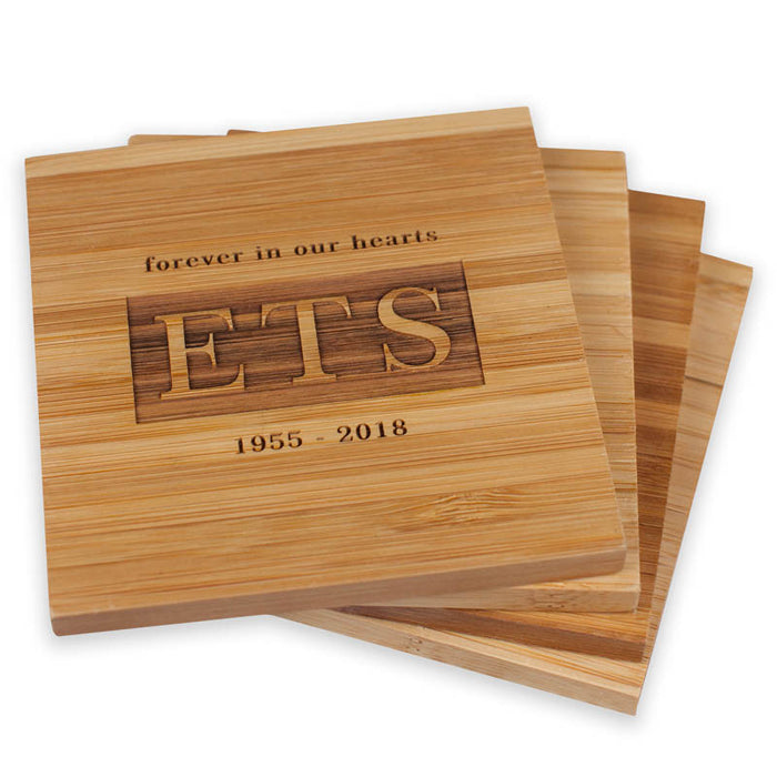 Set of four beautifully engraved memorial coasters, ideal as a sympathy gift