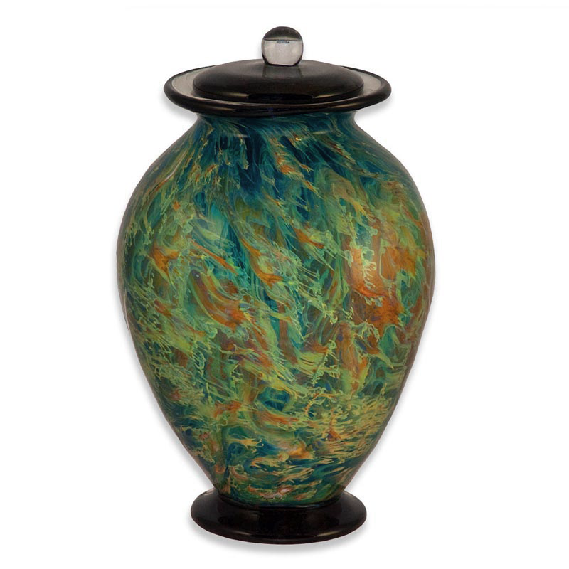 Hand Blown Glass Cremation Urn for Adults in Amato Sky — Urns Northwest