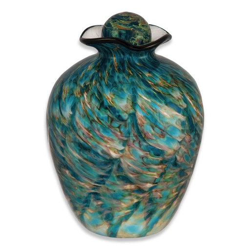 Hand Blown Glass Funeral Urn - Bella - Aegean