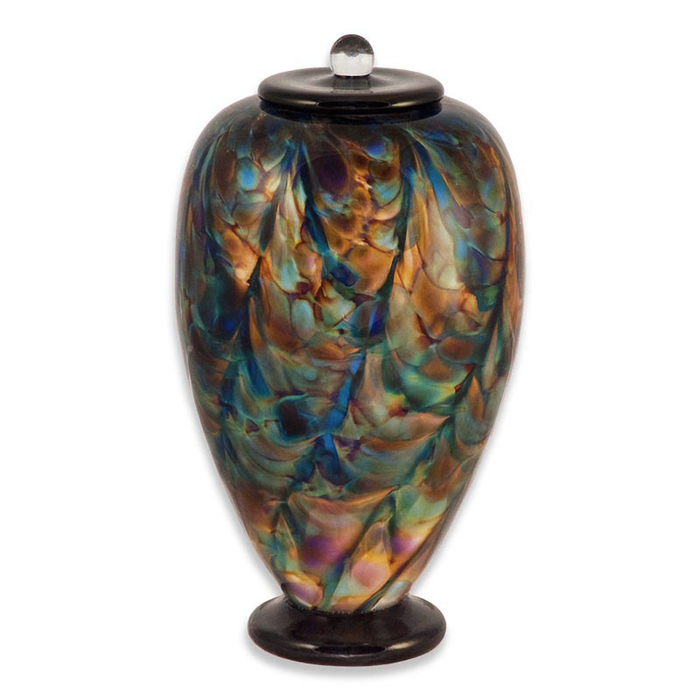 Deco Hand Blown Glass Funeral Urn - Evening