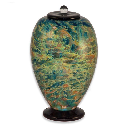 Deco Hand Blown Glass Funeral Urn - Sky