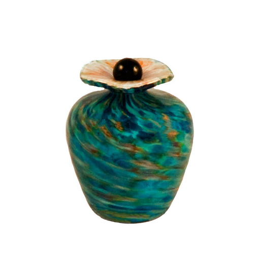 Bella Hand Blown Glass Keepsake Urn - Aegean