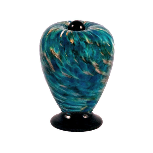 Deco Hand Blown Glass Keepsake Urn - Aegean