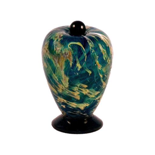 Deco Hand Blown Glass Keepsake Urn - Sky