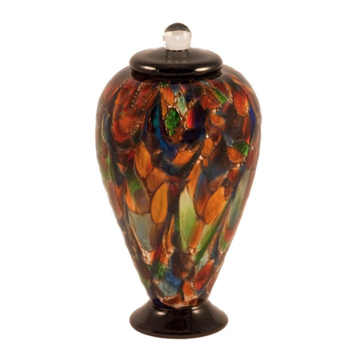 Small Deco Hand Blown Glass Urn - Autumn