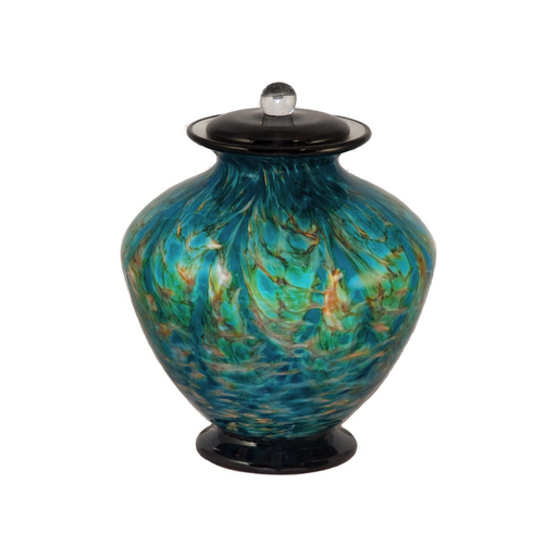 Small Greco Hand Blown Glass Urn - Aegean