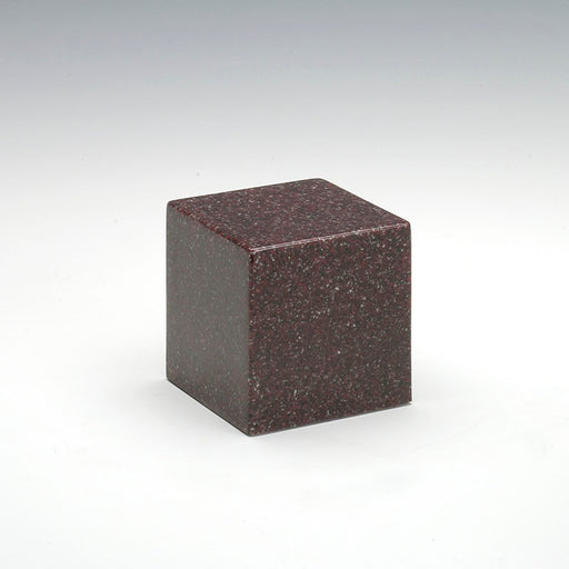 Small Cube Cultured Granite Urn in Vintage Red