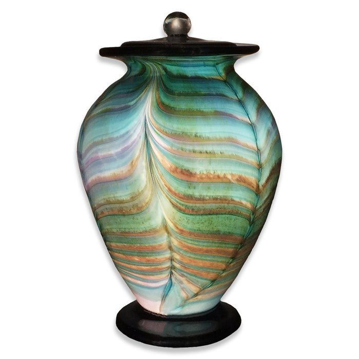 Amato Aqua Hand Blown Glass Cremation Urn