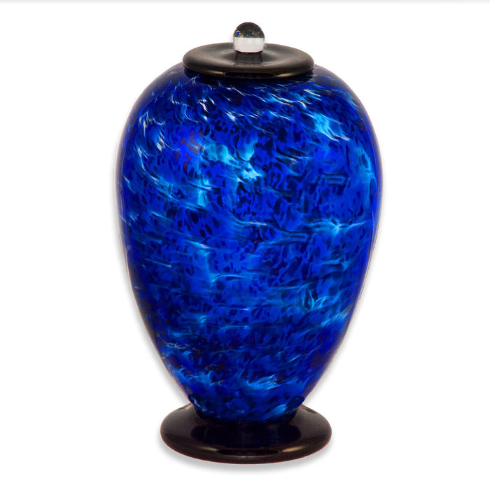 Deco Hand Blown Glass Funeral Urn - Water