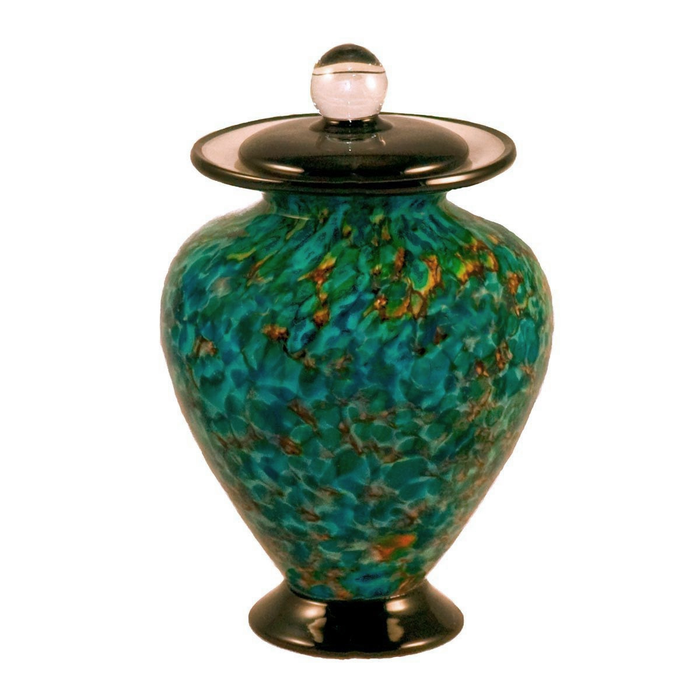 Hand Blown Glass Cremation Urn - Amato Aegean in Small 