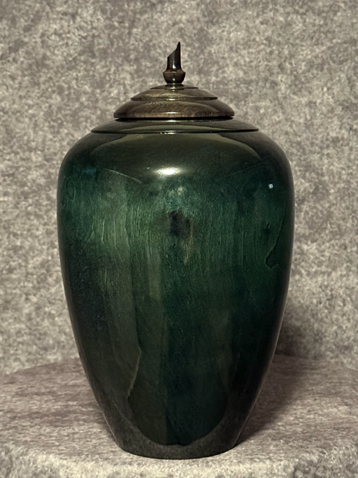 Hand-Turned Birch Urn with Green Dye 23 - Angle 2