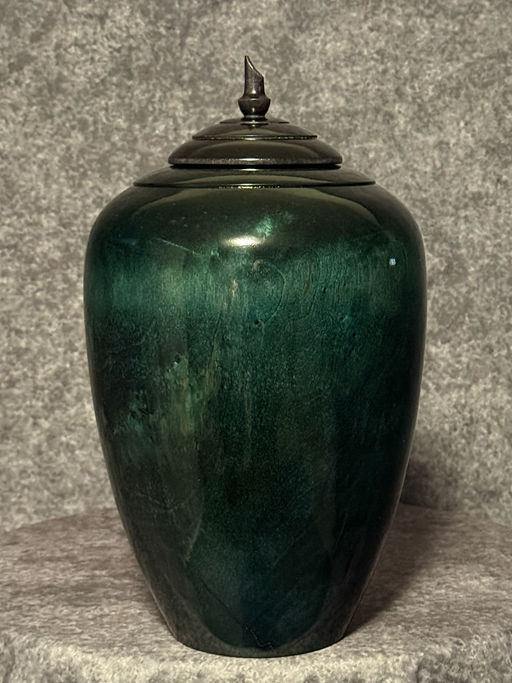Hand-Turned Birch Urn with Green Dye 23