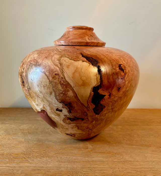 Hand-Turned Cherry Burled Urn angle 2