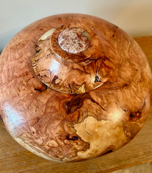 Hand-Turned Cherry Burled Urn 45 top view