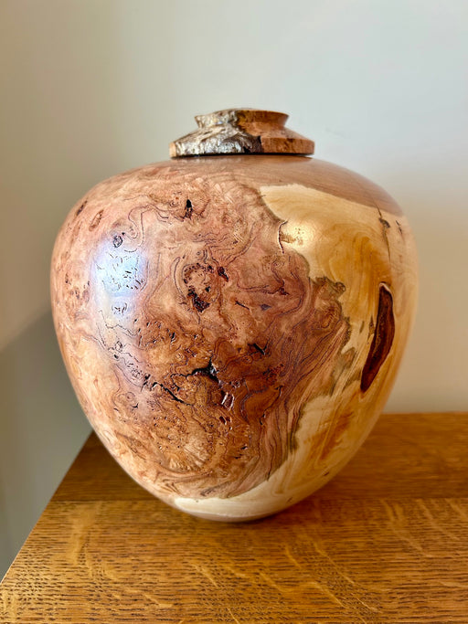 Hand-Turned Cherry Burled Urn 83 - angle 2