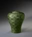 Small Flared Hand Turned Wood Urn - Green