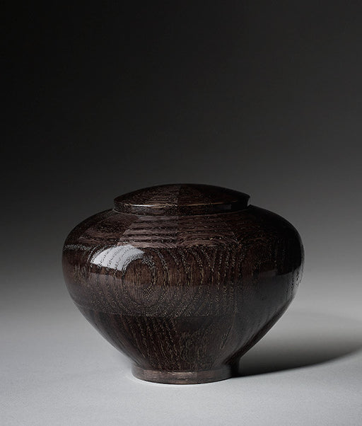 Hand Turned Wood Cremation Urn in Black - Small