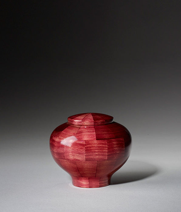 Hand Turned Wood Cremation Urn in Pink - Keepsake