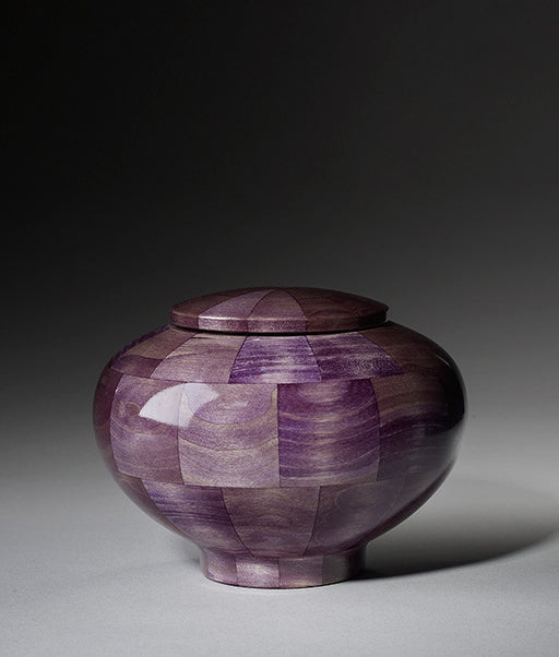 Hand Turned Wood Cremation Urn in Purple - Small
