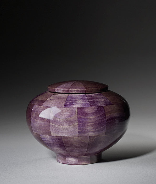 Hand Turned Wood Cremation Urn in Purple - Small