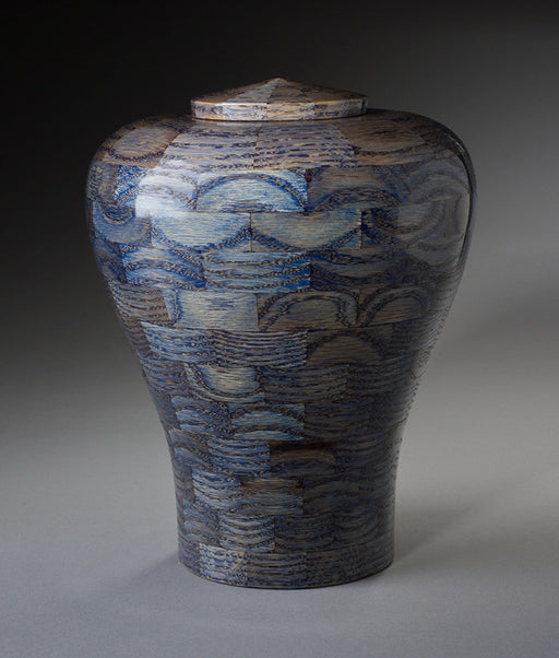 Flared Hand Turned Wood Urn - Blue Oak