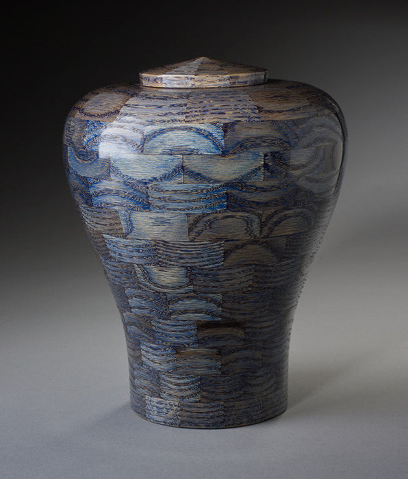 Flared Hand Turned Wood Urn - Blue Oak