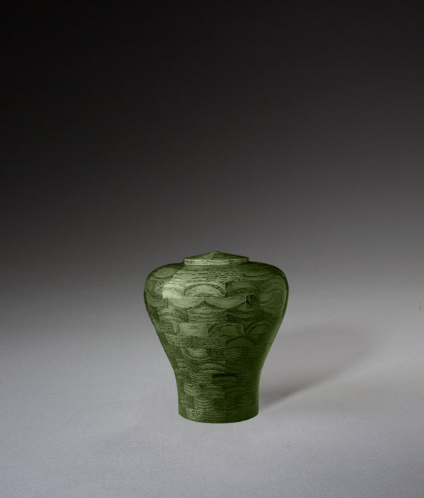 Keepsake Flared Hand Turned Wood Urn - Green