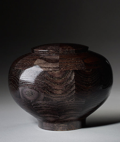 Hand Turned Wood Cremation Urn in Black - Standard