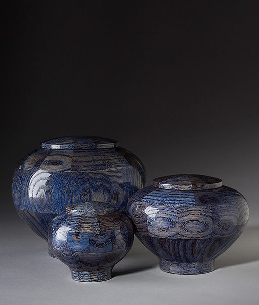 Hand Turned Rounded Blue Oak Wood Cremation Urns