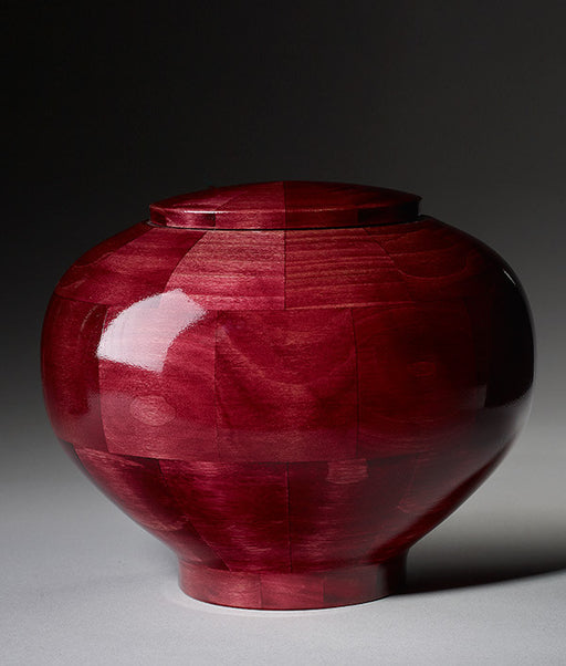 Hand Turned Wood Cremation Urn in Pink - Standard