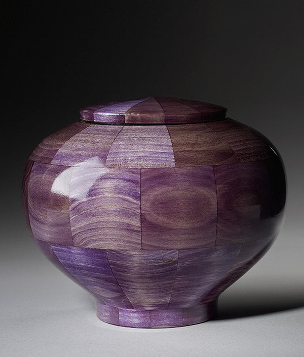 Hand Turned Wood Cremation Urn in Purple - Standard (Large)