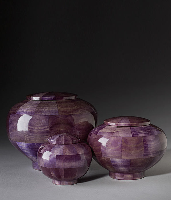 Hand Turned Rounded Purple Wood Cremation Urns