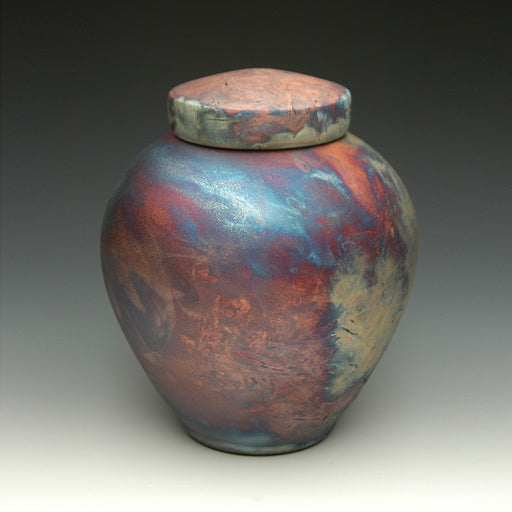 Celestial Blue Raku Ceramic Urn