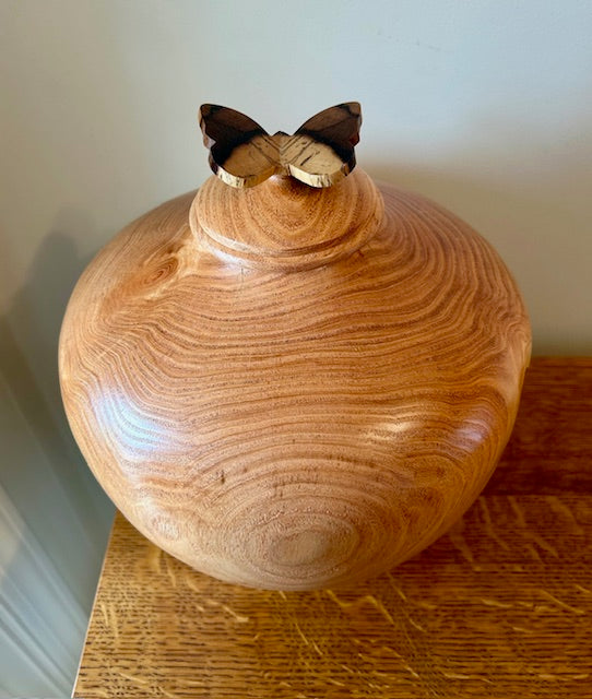 Honey locust Turned Urn with Butterfly Lid 78 - angle 2