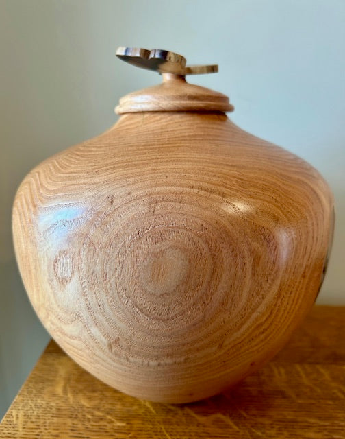 Honey locust Turned Urn with Butterfly Lid 78 