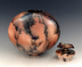 Raku Horsehair and Feather Fired Urn 395 -  Top opening lid