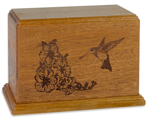 Laser Carved Hummingbird Urn - Mahogany