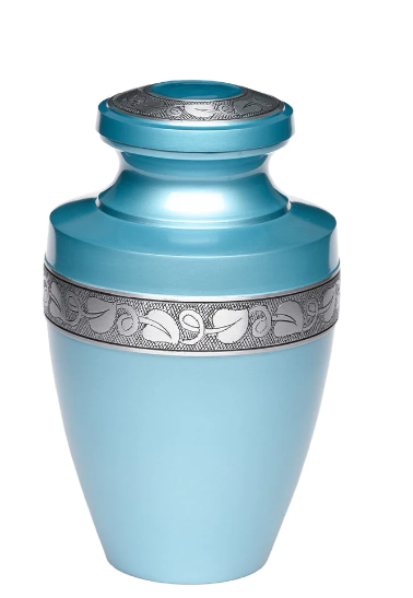 Grecian Blue Metal Cremation Urn