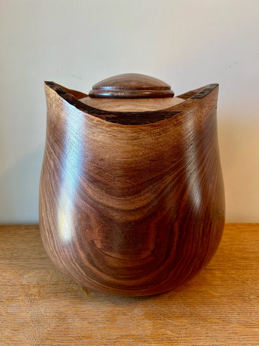 Turned Walnut urn - Angle 1