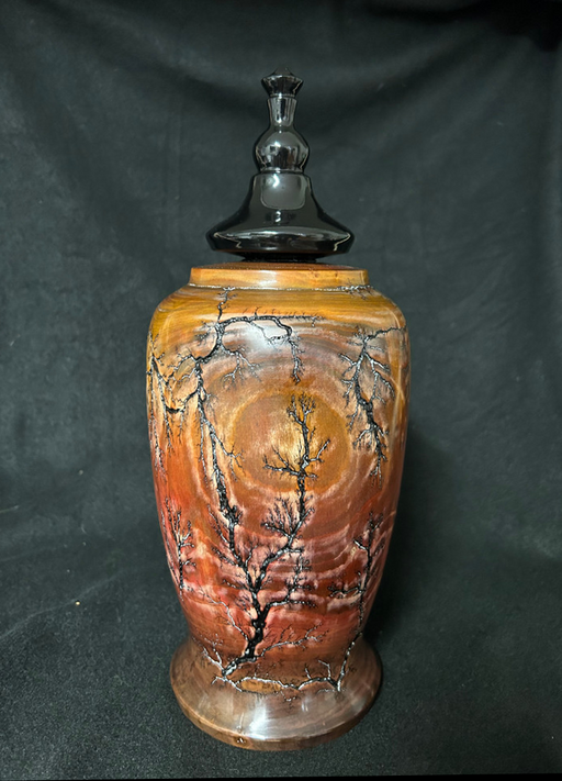 Fractal Cherry Wood Turned Small Urn