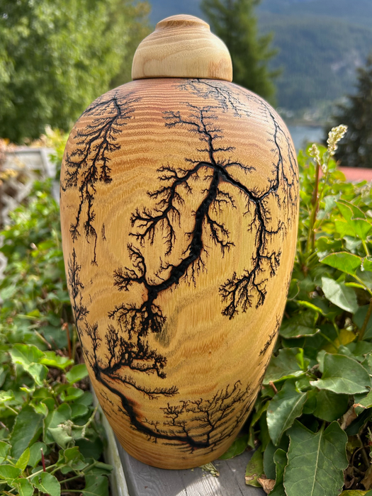 Fractal Black Locust Turned Urn - Front side