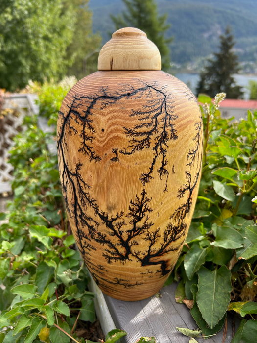 Fractal Black Locust Turned Urn - side