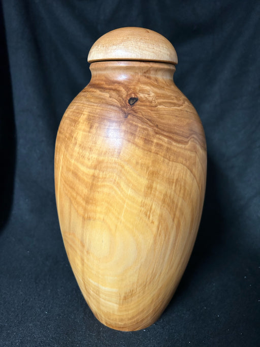 Cherry Wood Small Adult Hand Turned Urn - back side