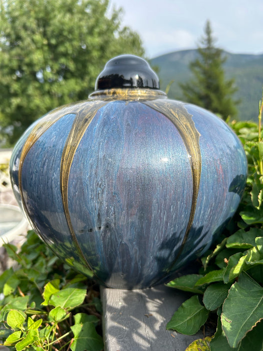 Extra Large Painted Poplar Wood Turned Urn - front