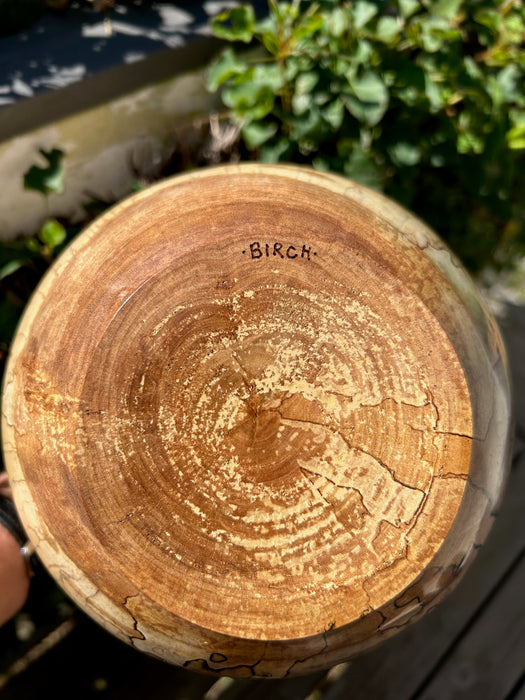  Extra Large Spalted Birch Wood Turned Urn - bottom