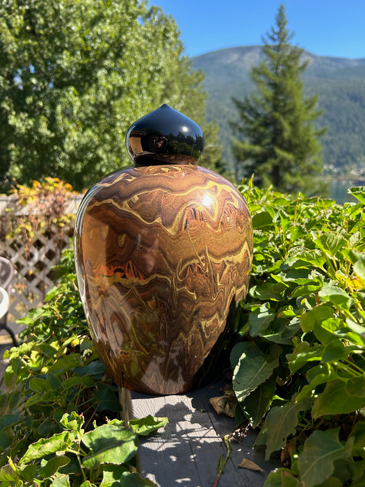 Painted Walnut Turned Urn - front view