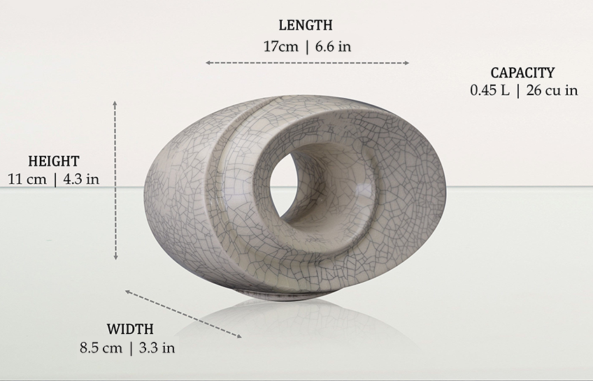 Keepsake size dimensions shown in the Craquelure